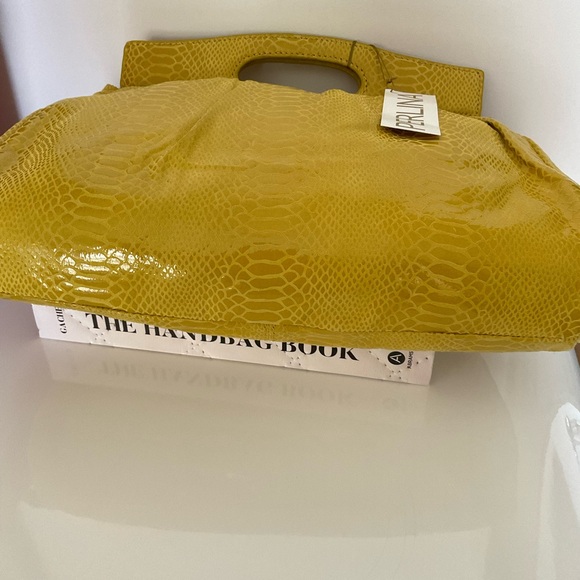 Perlina Yellow Oversized Snakeprint Clutch - Picture 2 of 7